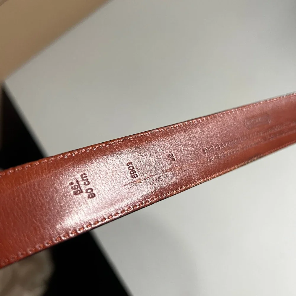 Coach‎ 5903 Mens Mahogany Brown Crocodile Embossed Leather Belt Brass Buckle 36